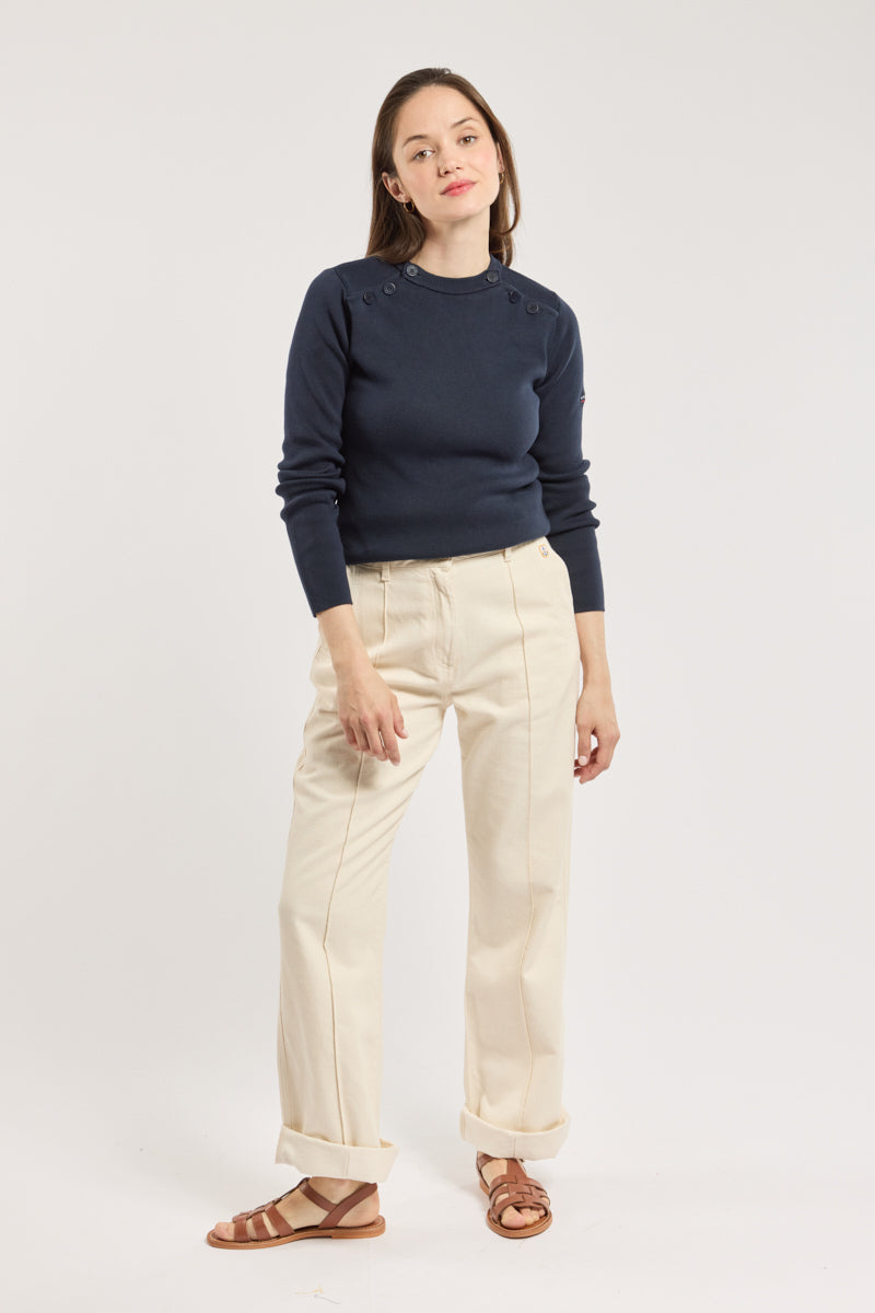 armor-lux-pull-marin-double-boutonnage-coton-femme image 3