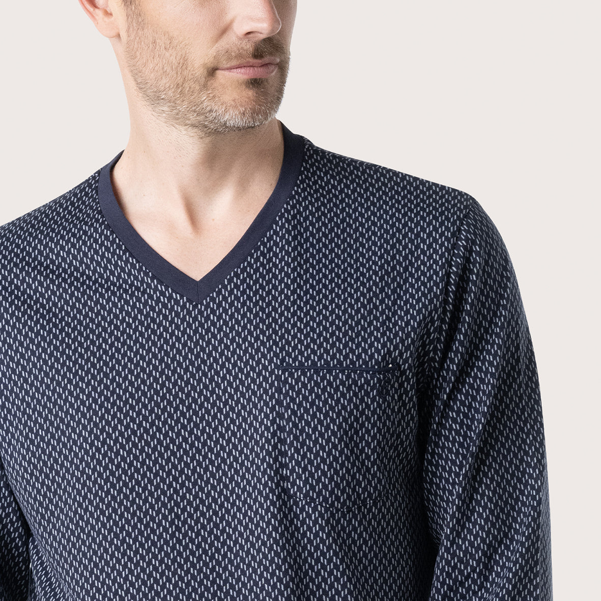 eminence-pyjama-long-homme-business-jersey-coton-marine-chevron image 2