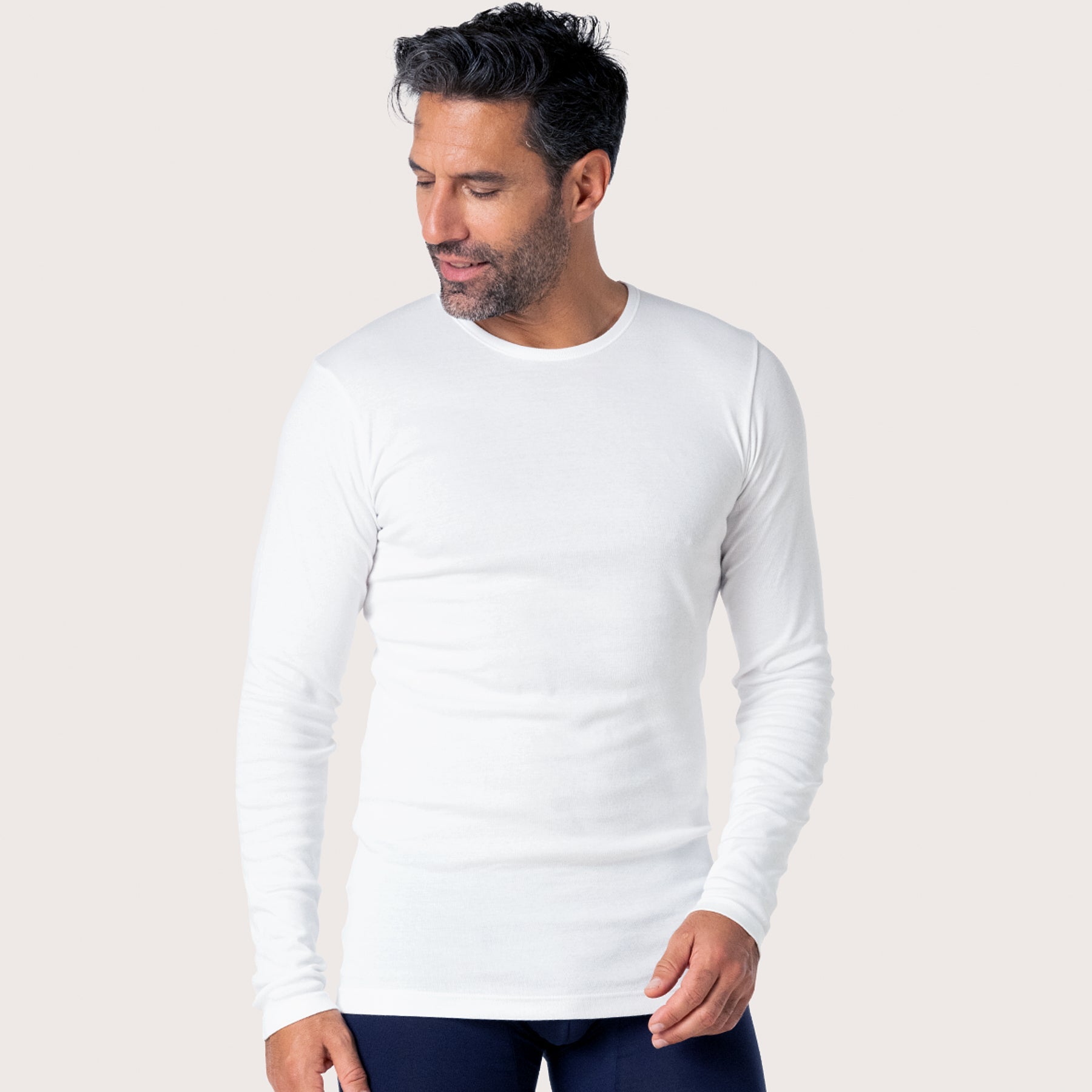 eminence-t-shirt-manches-longues-col-rond-pur-coton-premium-unisexe-blanc image 2