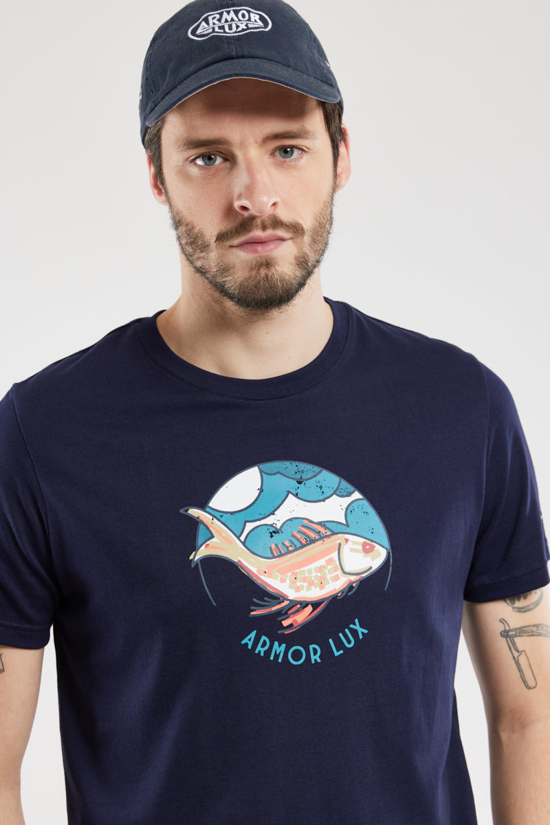 armor-lux-t-shirt-poisson-homme-coton-l-ger-col-rond-2 image 2