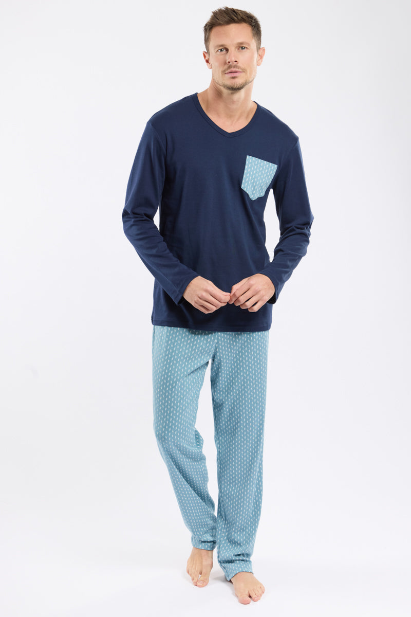 armor-lux-pyjama-homme-micromotifs-coton image 1