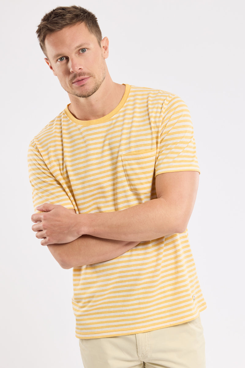 armor-lux-t-shirt-ray-homme-coton-et-lin-avec-poche image 1