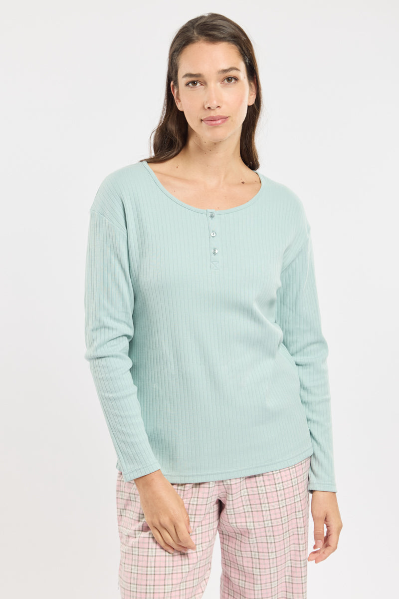 armor-lux-pyjama-droit-femme-t-shirt-manches-longues-pantalon-coton image 2