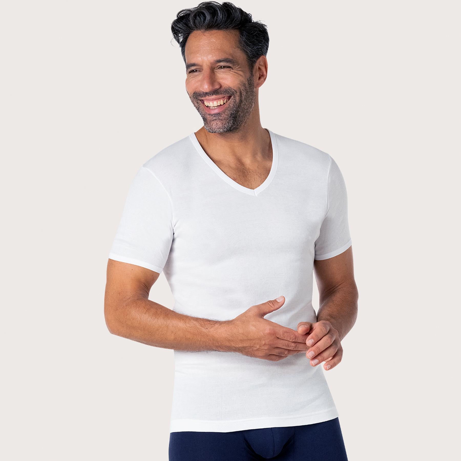 eminence-tee-shirt-col-v-homme-pur-coton-premium-318-blanc image 1