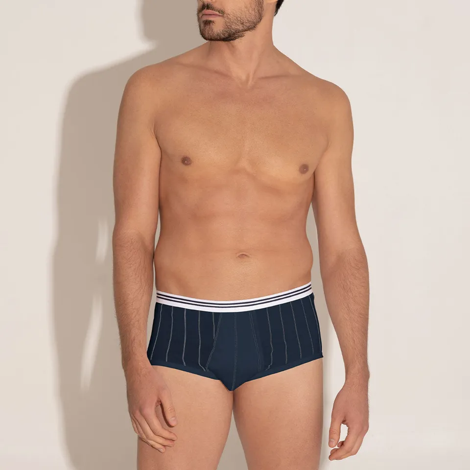 eminence-heritage-slip-taille-haute-ouvert-homme-coton-merceris-rayures image 1