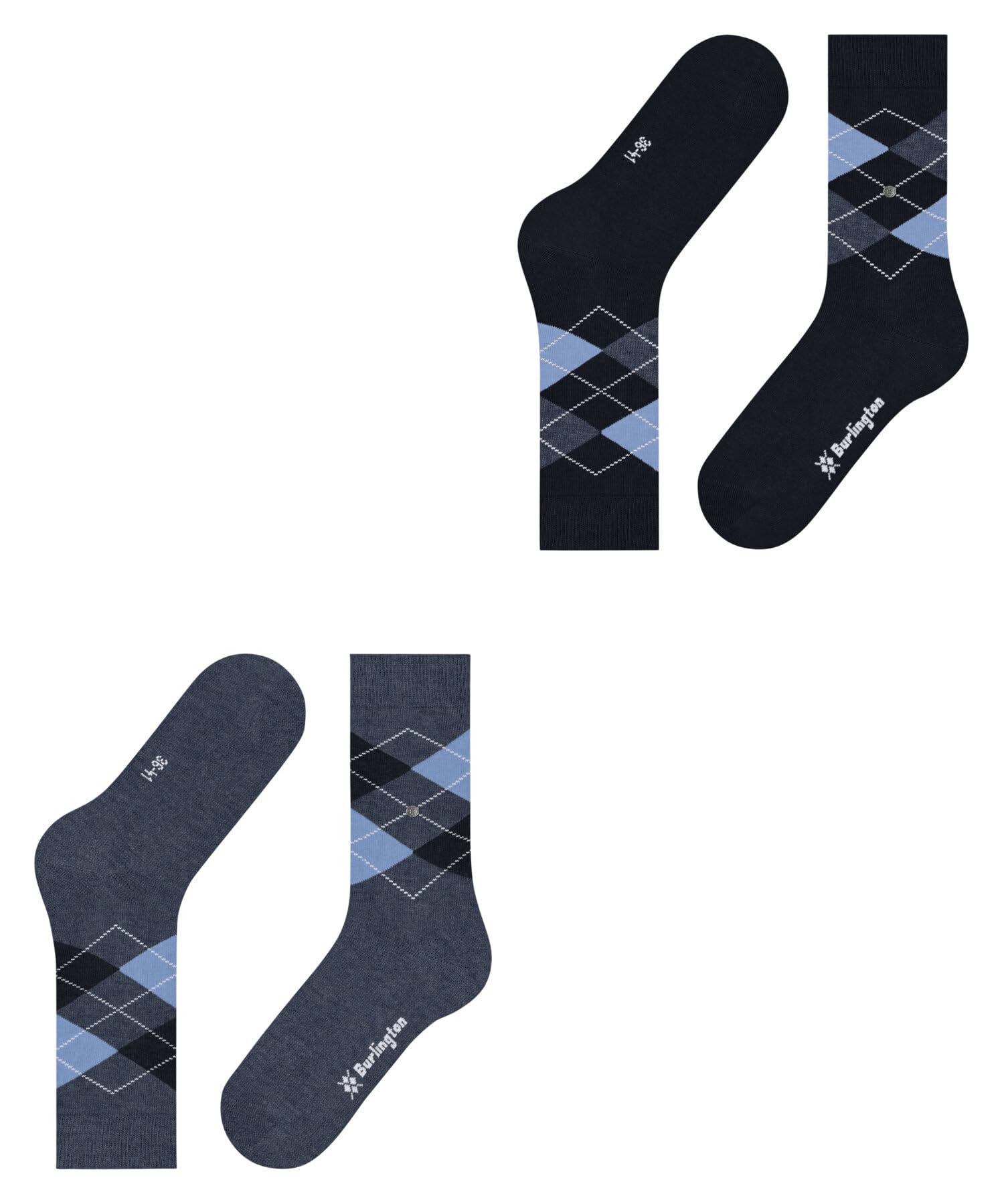 burlington-everyday-argyle-chaussettes-femme-coton-fantaisie-2-paires-bleu-light image 5