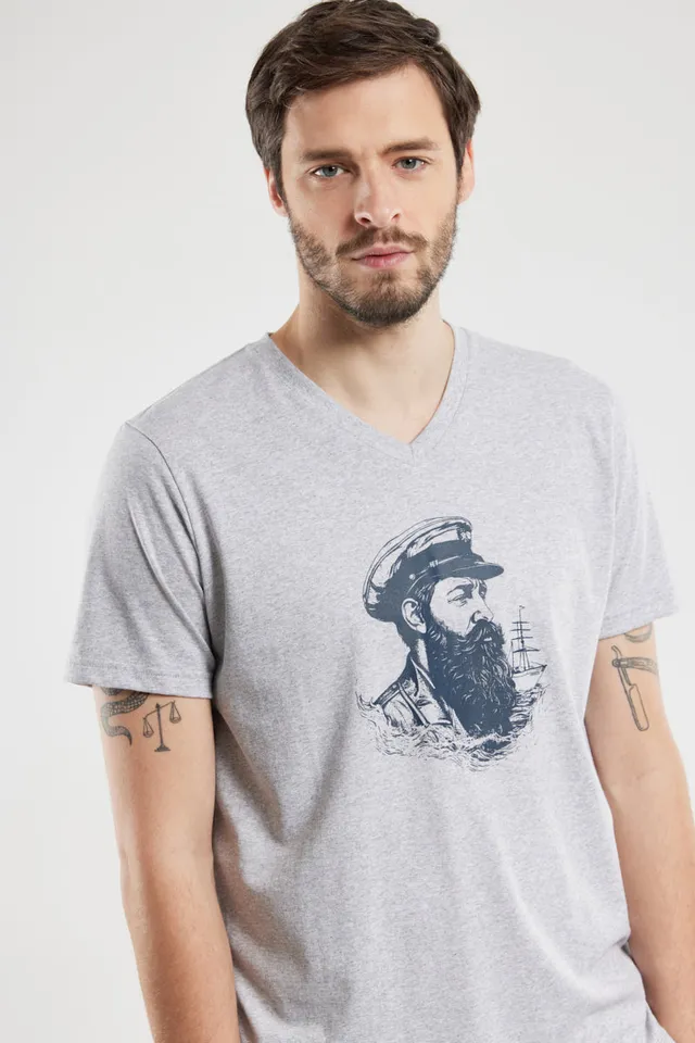 armor-lux-t-shirt-marin-homme-coton-l-ger-col-v image 1