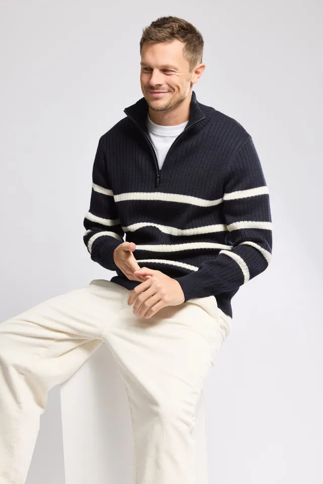 armor-lux-pull-camionneur-laine-homme-ray-col-zip image 1