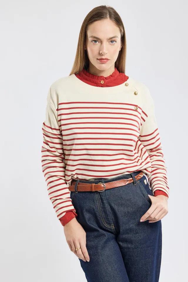 armor-lux-marini-re-femme-col-boutonn-coton-pais image 1