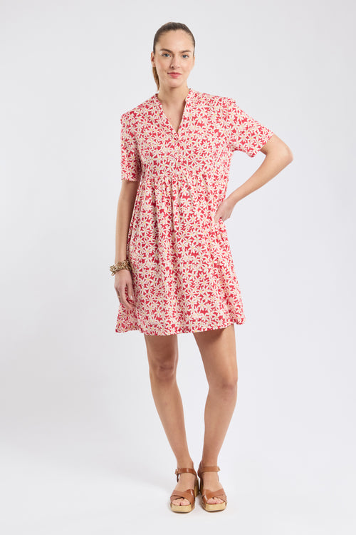 armor-lux-robe-courte-fleurie-femme-coton-col-v-deauville image 2