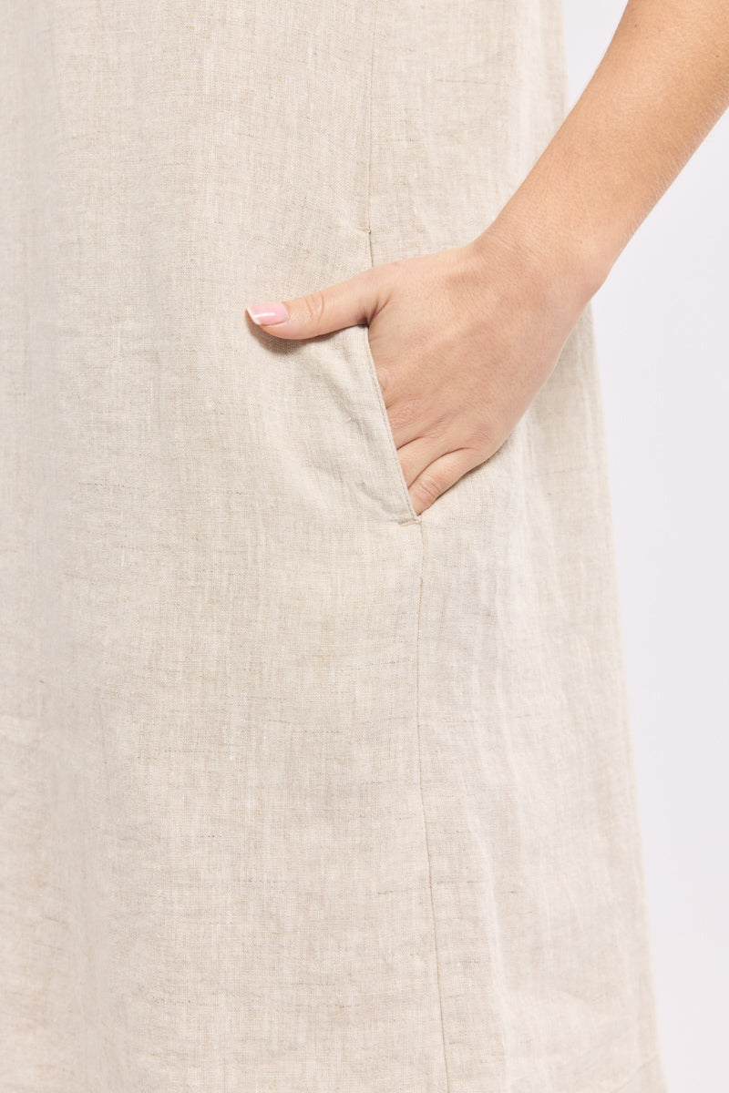 armor-lux-robe-courte-100-lin-col-rond-fente-v image 4