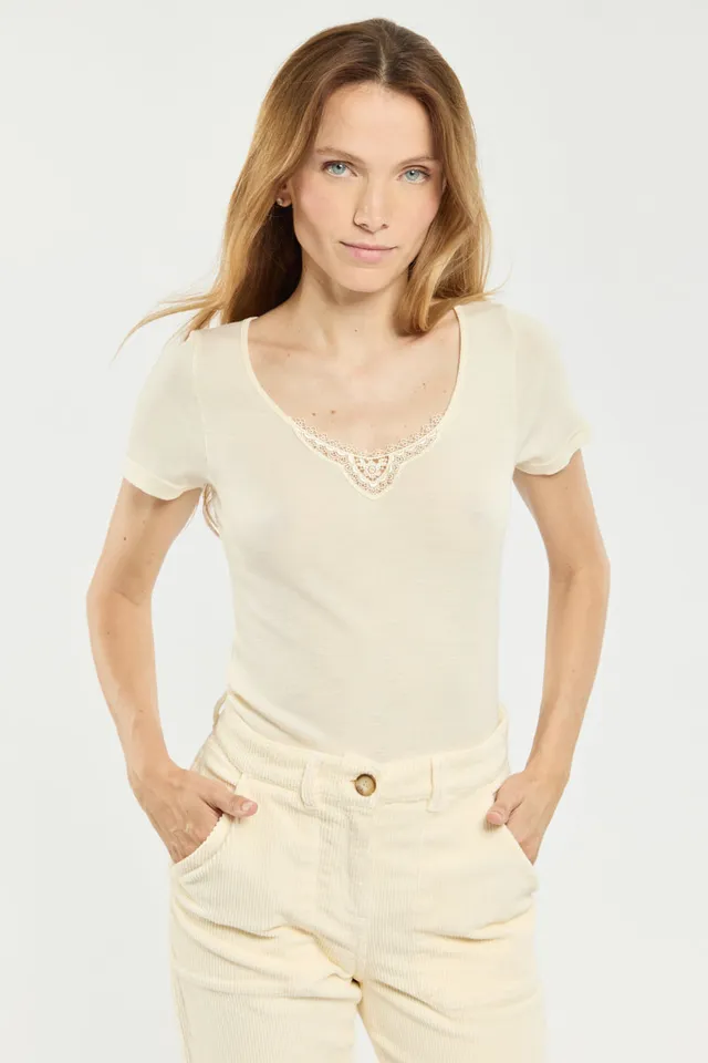 armor-lux-t-shirt-col-dentelle-femme-laine-et-soie-3 image 1