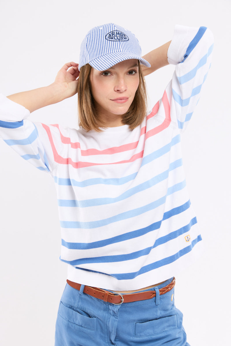 armor-lux-pull-manches-3-4-femme-en-coton-ray image 1