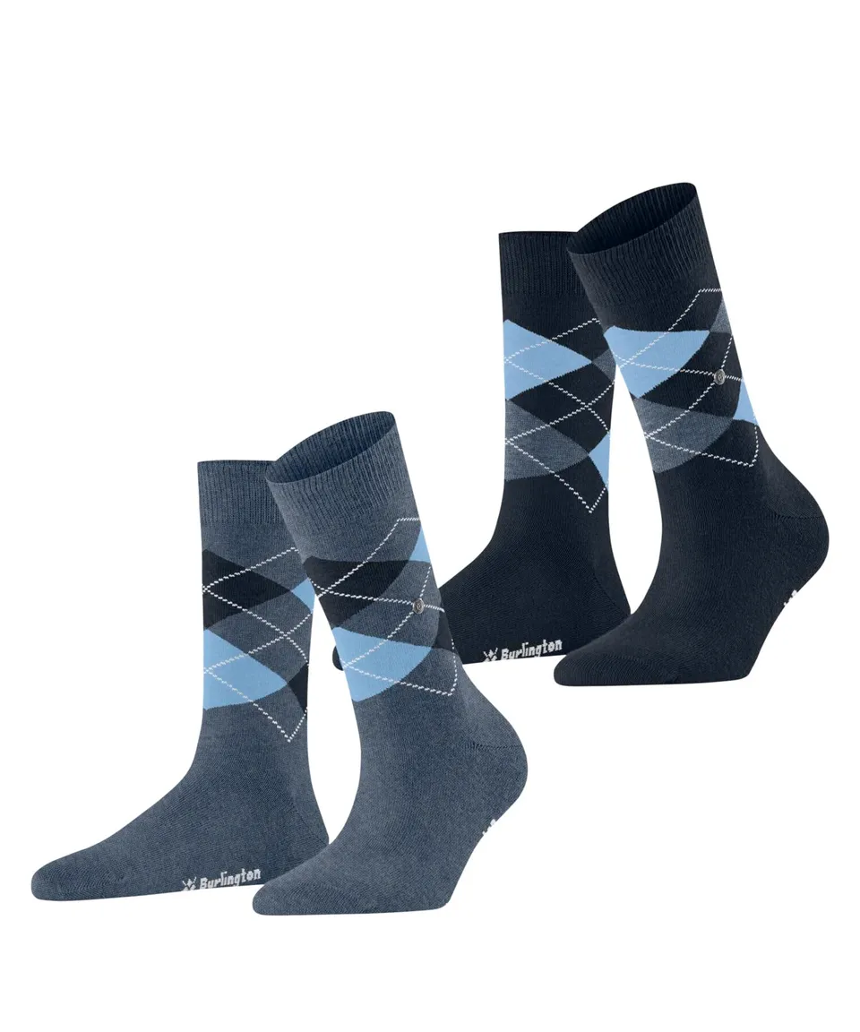 burlington-everyday-argyle-chaussettes-femme-coton-fantaisie-2-paires-bleu-light image 1