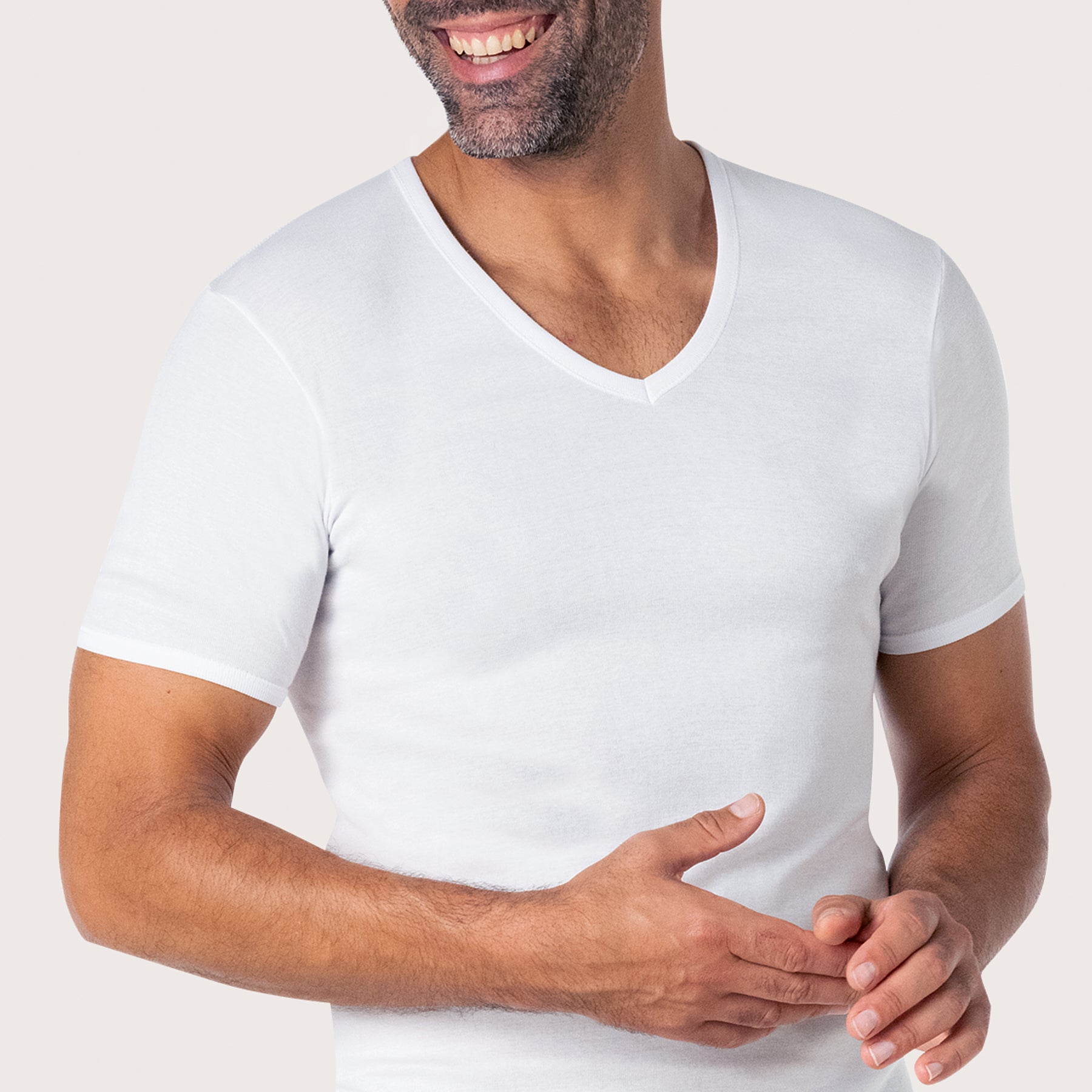 eminence-tee-shirt-col-v-homme-pur-coton-premium-318-blanc image 2