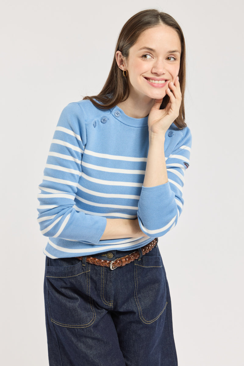 armor-lux-pull-marin-femme-double-boutonnage-coton image 1
