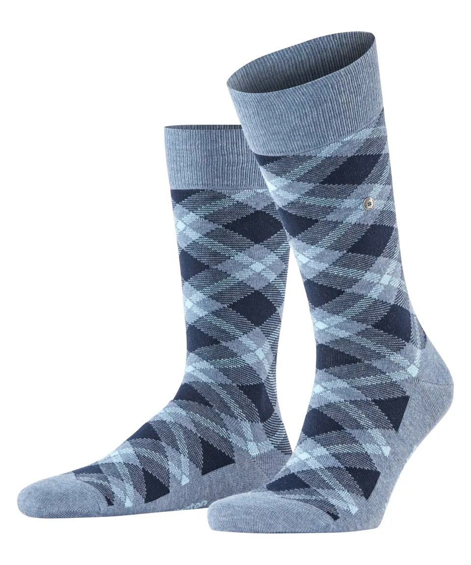 burlington-tartan-chaussettes-homme-coton-fantaisie-bleu-light-jeans-6662-40-46 image 1