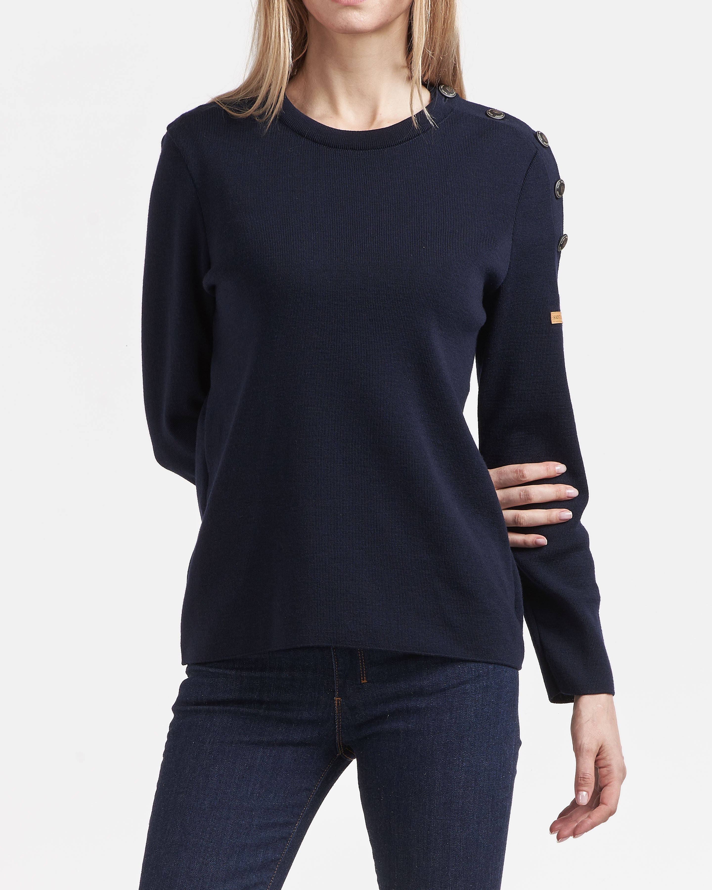 saint-james-x-atelier-tuffery-transmission-pull-marin-femme-laine-m-rinos-marine image 3