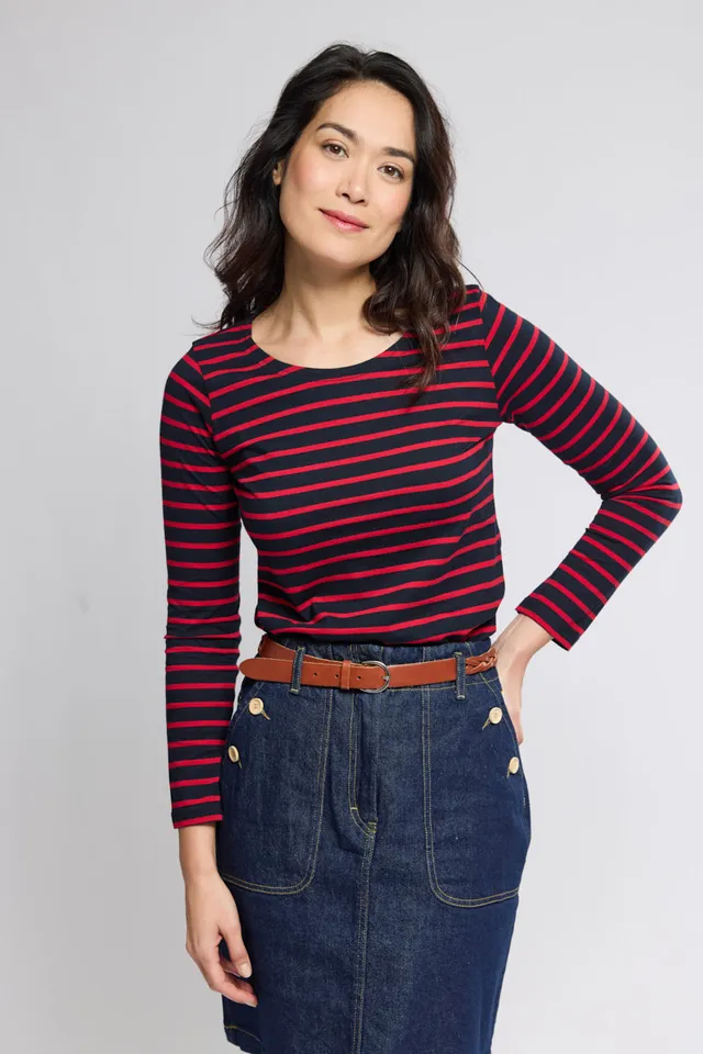 armor-lux-amiral-marini-re-plozevet-coton-l-ger-col-bateau-femme image 1