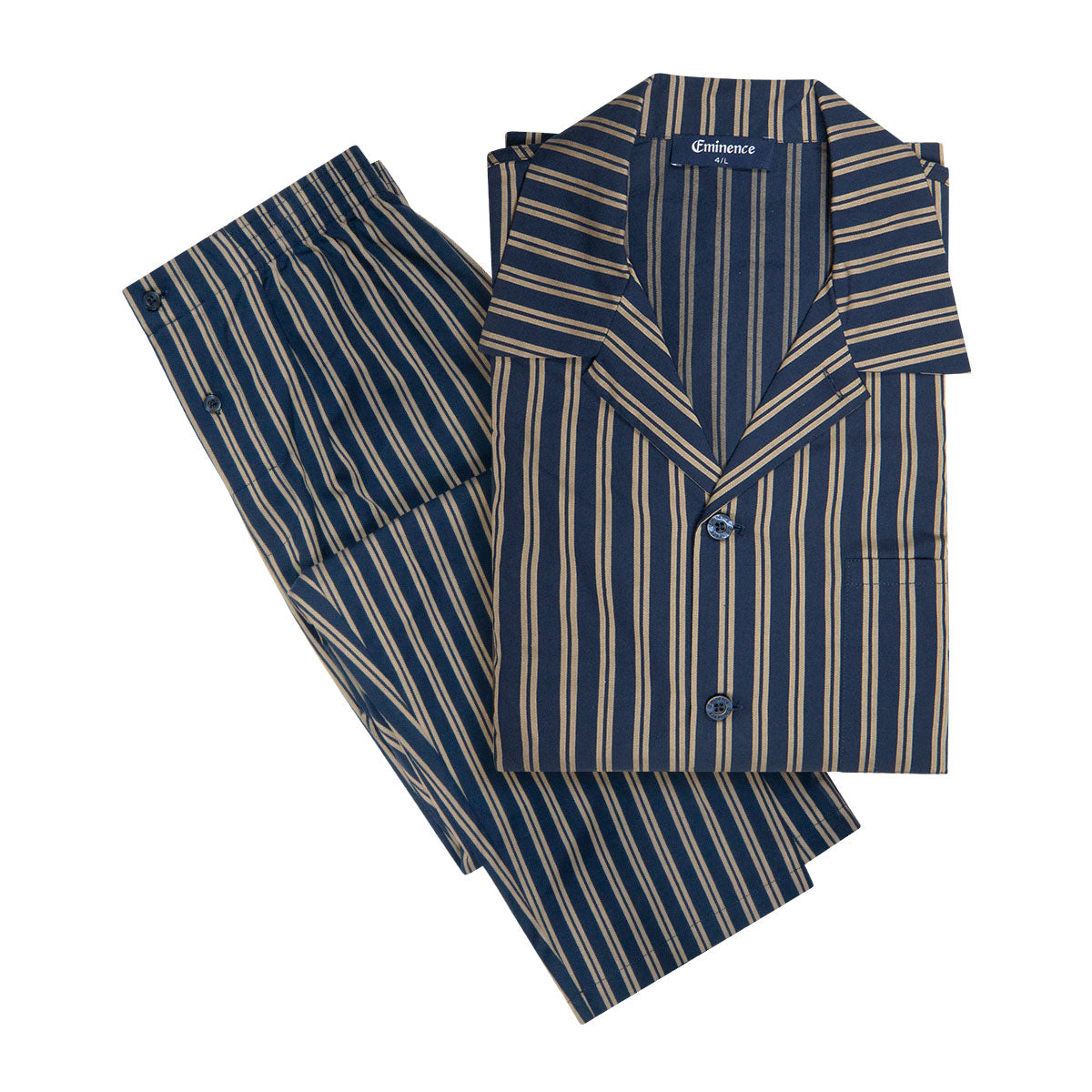 eminence-pyjama-long-ouvert-popeline-coton-marine-ray-homme image 6