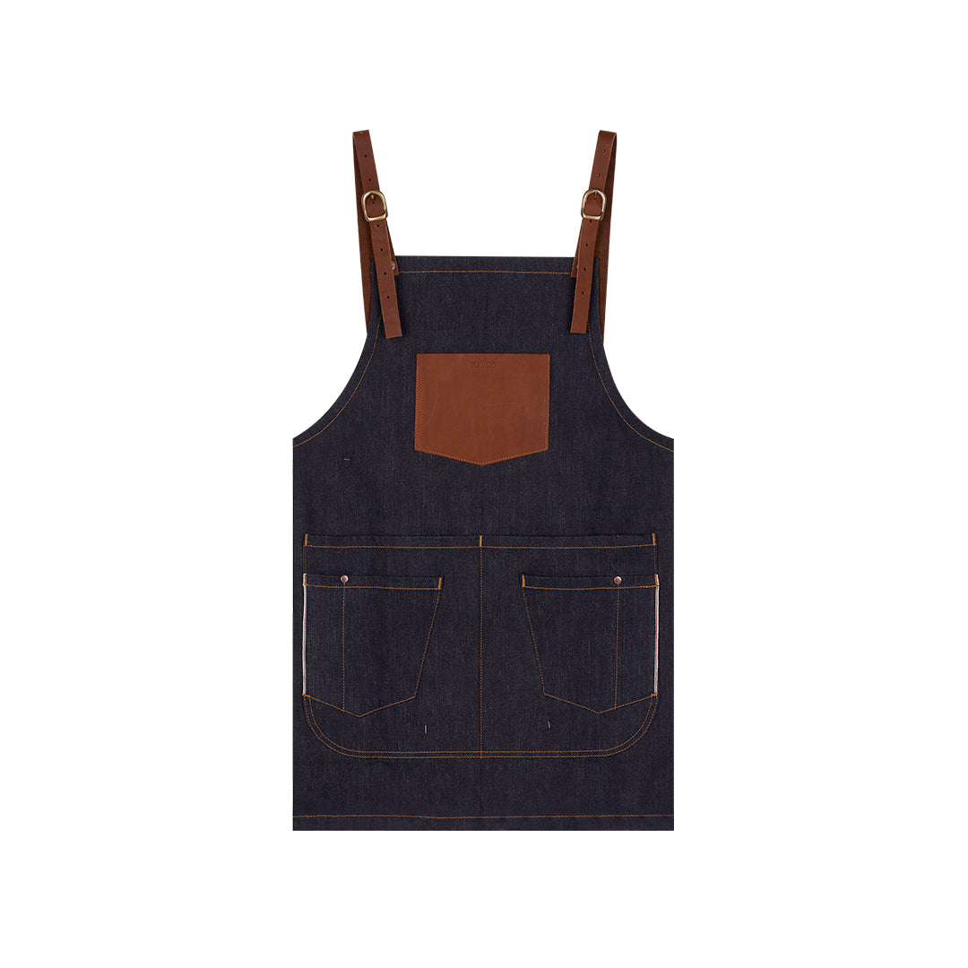 atelier-tuffery-tablier-court-en-jean-brut-selvedge-cuir image 1