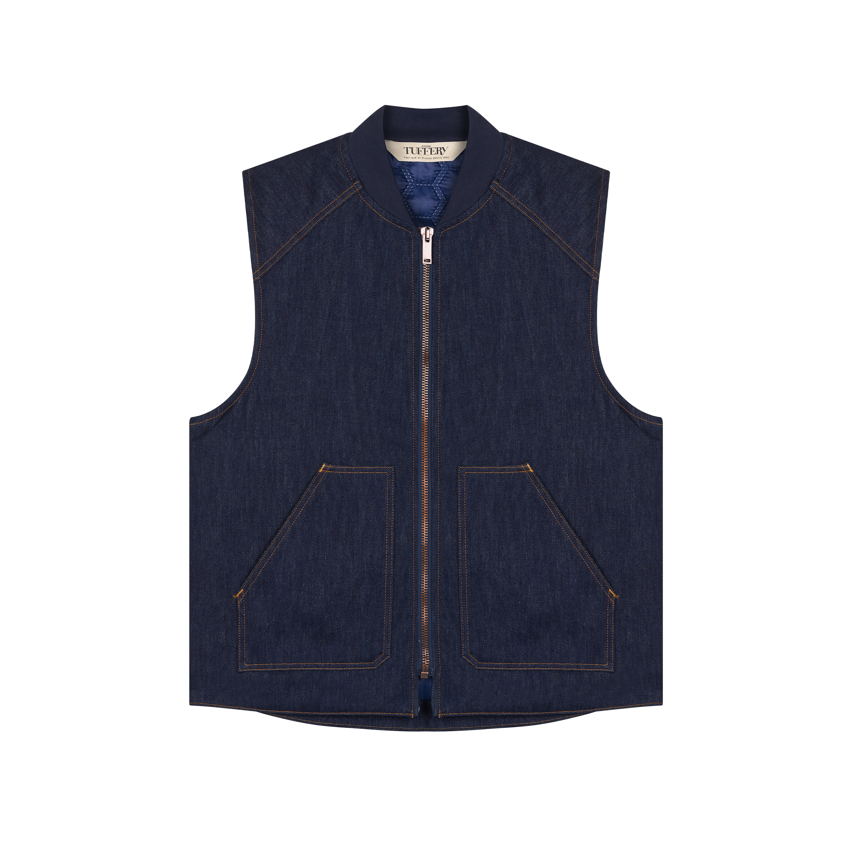 atelier-tuffery-gilet-sans-manches-femme-en-jean-brut-doubl-laine-fran-aise image 1