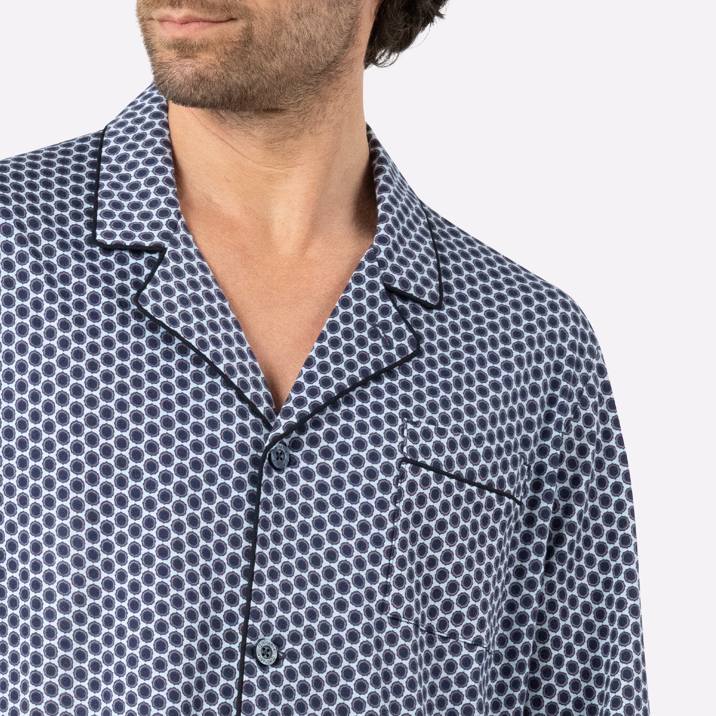 eminence-pyjama-long-ouvert-homme-popeline-coton-5-boutons image 2