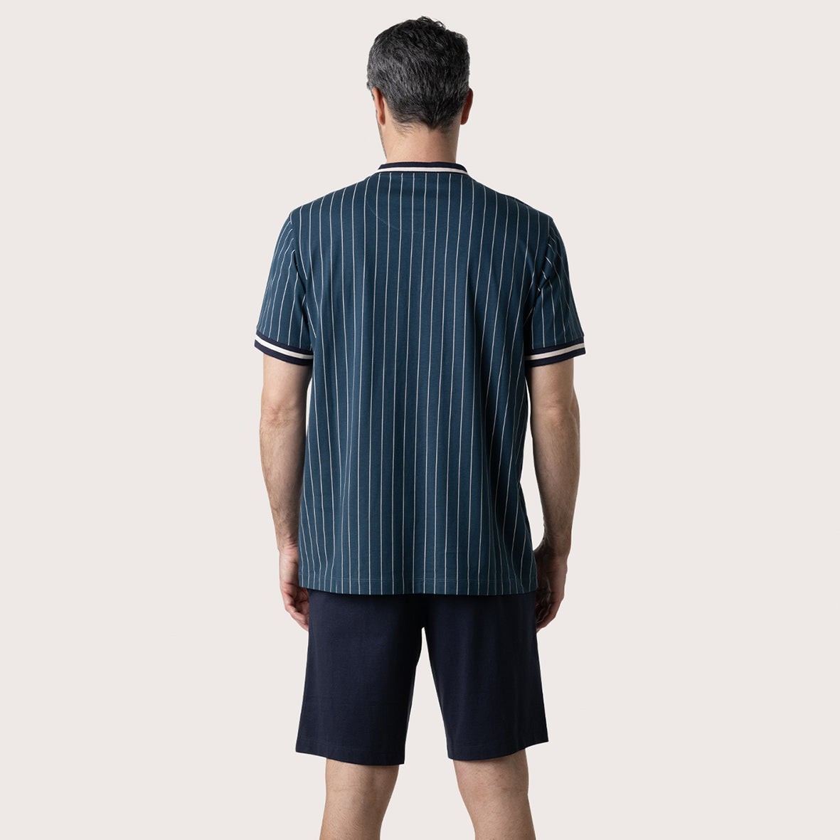 eminence-sport-club-pyjama-court-homme-haut-cobalt-short-marine-100-coton image 4