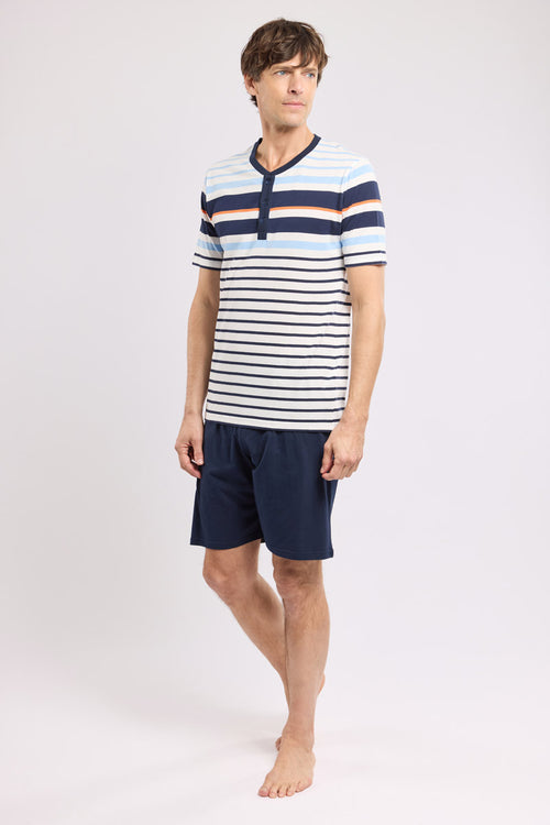 armor-lux-pyjama-homme-short-t-shirt-ray-coton-l-ger image 2