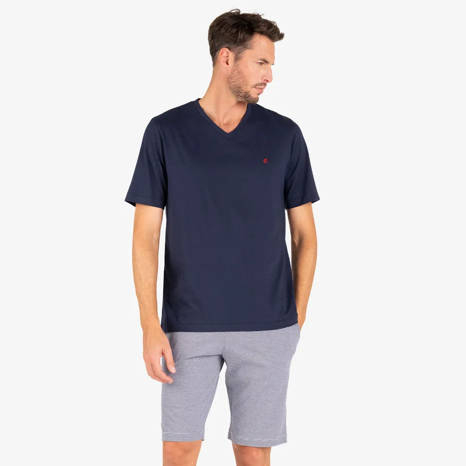 eminence-l-intemporel-pyjama-court-col-v-marini-re-homme image 1