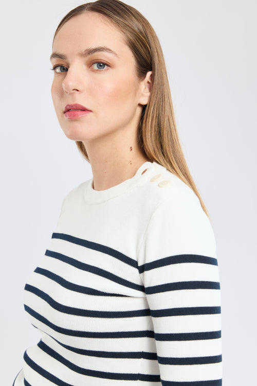 armor-lux-pull-marin-groix-coton-col-rond-boutons-paule image 3