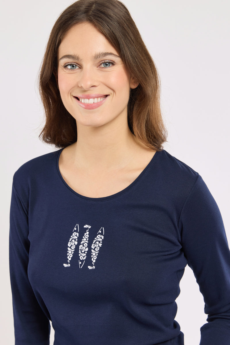 armor-lux-t-shirt-manches-3-4-femme-coton-l-ger image 2