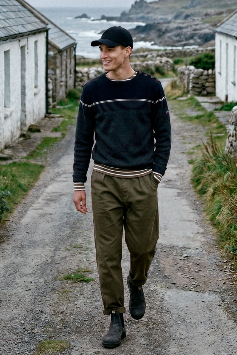 armor-lux-pull-marin-homme-micro-rayures-100-laine image 1