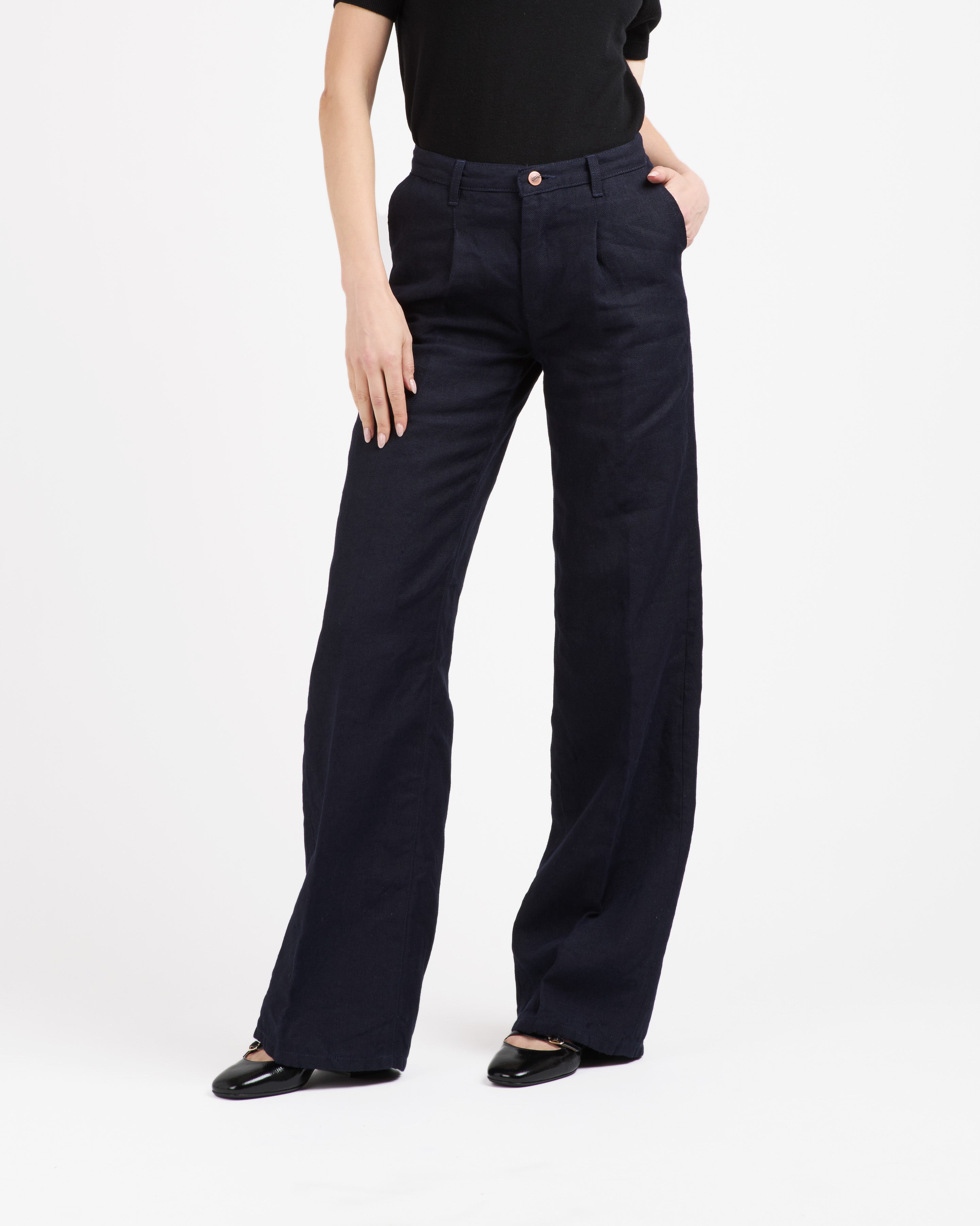 atelier-tuffery-gabi-pantalon-femme-large-taille-haute-lin-fran-ais-indigo image 2