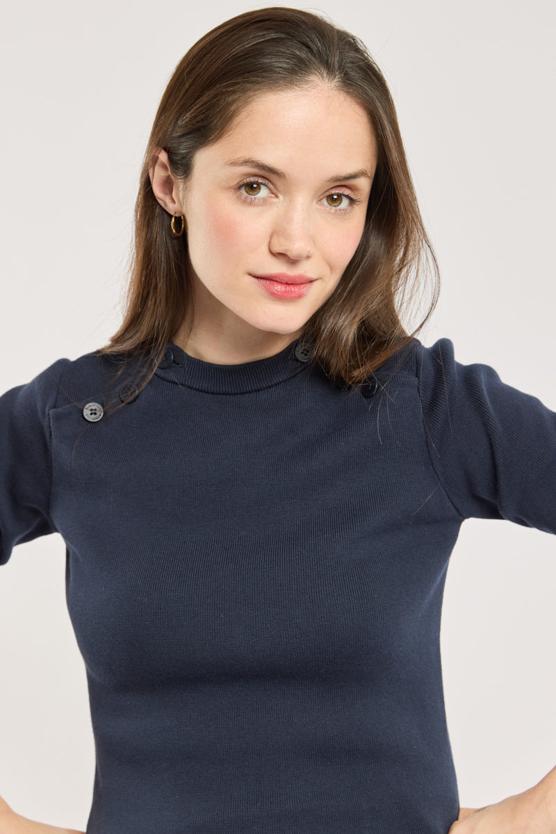 armor-lux-pull-marin-double-boutonnage-coton-femme image 2