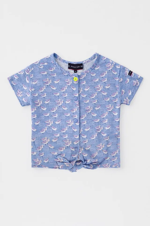 armor-lux-t-shirt-enfant-n-ud-oiseaux-coton-l-ger image 1