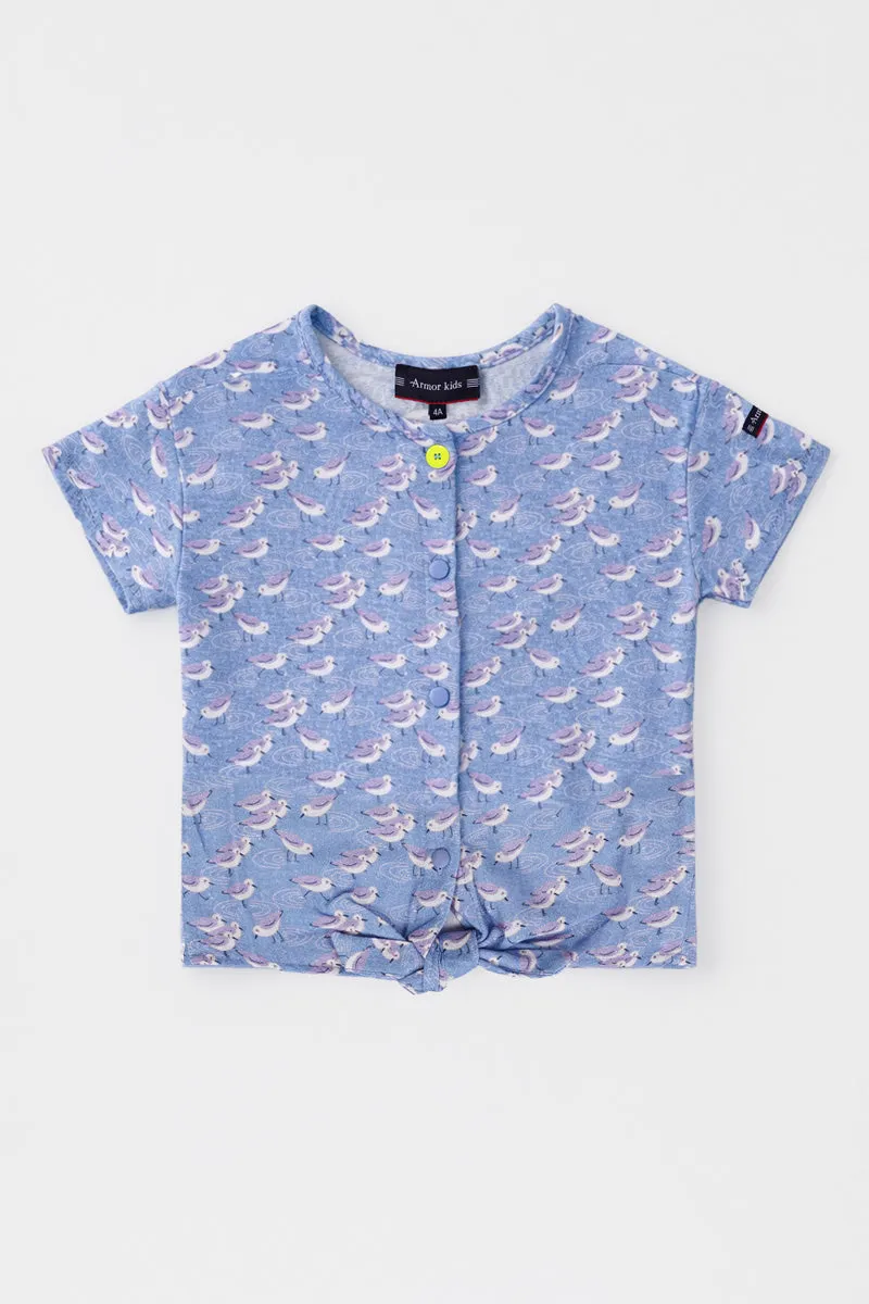 armor-lux-t-shirt-enfant-n-ud-oiseaux-coton-l-ger image 1