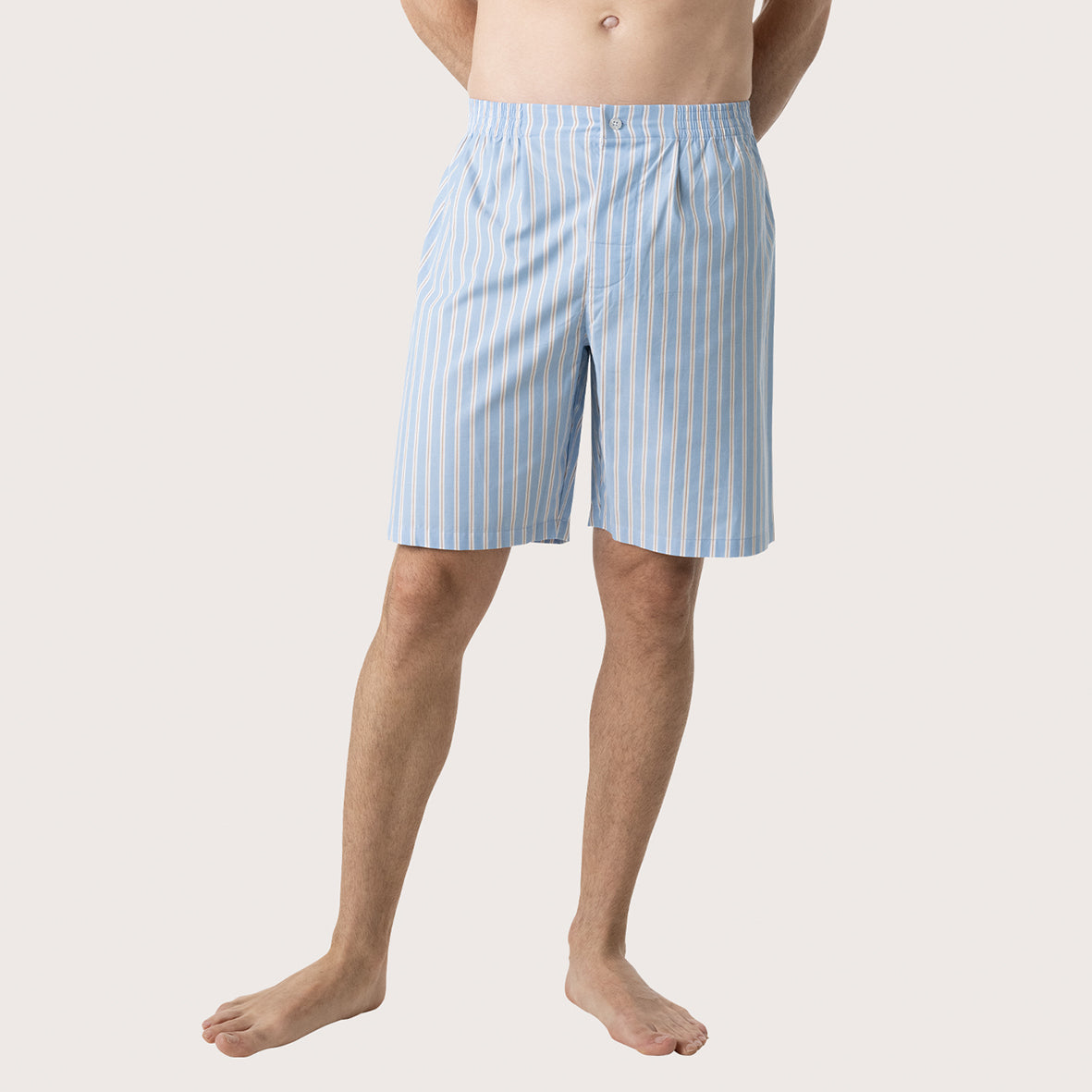 eminence-pyjama-court-ouvert-homme-popeline-ray-ciel-camel image 5