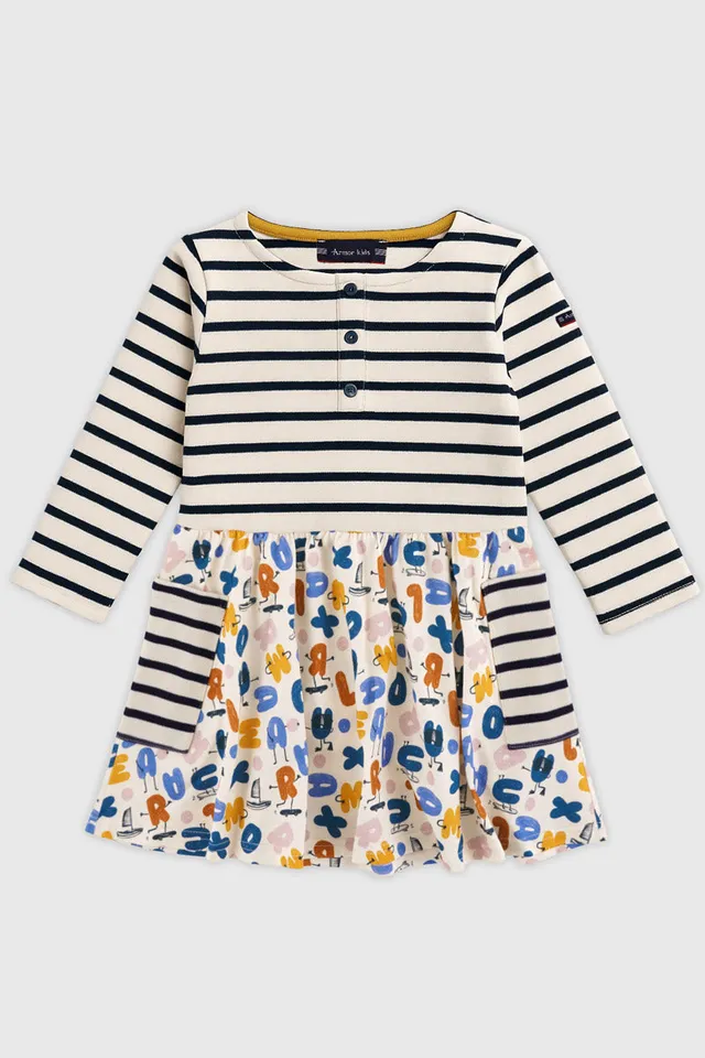 armor-lux-robe-imprim-e-kids-coton-manches-longues-2-poches image 1