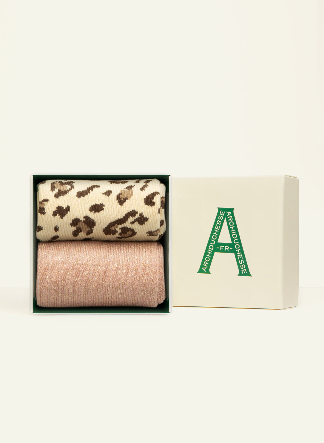 archiduchesse-duo-l-opard-scintillante-rose-paillet-e-rose-macaron-chaussettes-c image 1