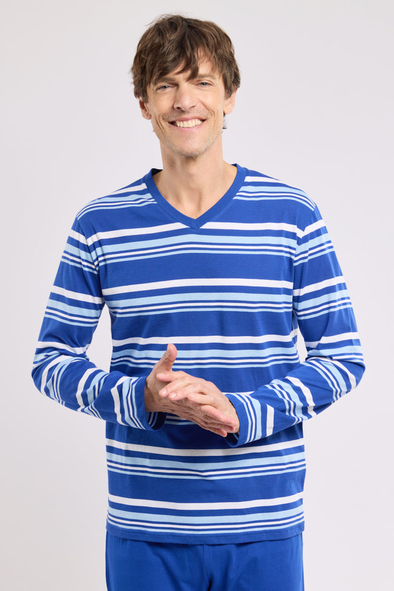 armor-lux-pyjama-col-v-homme-coton-l-ger image 3
