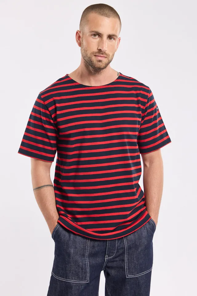 armor-lux-marini-re-homme-manches-courtes-coton-lourd-col-rond-2 image 1