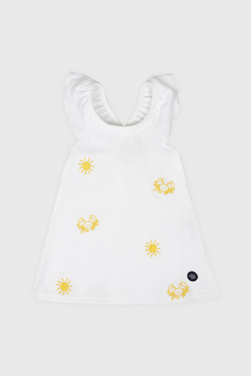 armor-lux-robe-b-b-sans-manches-coton-broderie-crabe-et-soleil image 2