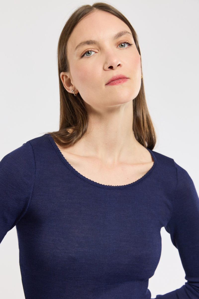 armor-lux-t-shirt-nuit-manches-longues-laine-et-soie-femme image 2