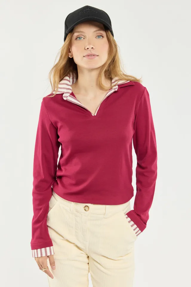 armor-lux-polo-femme-col-trompe-l-il-coton image 1