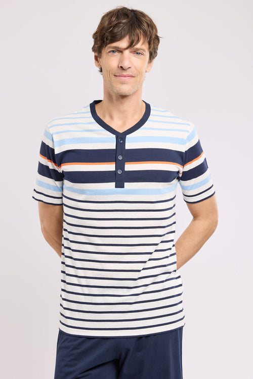 armor-lux-pyjama-homme-short-t-shirt-ray-coton-l-ger image 4