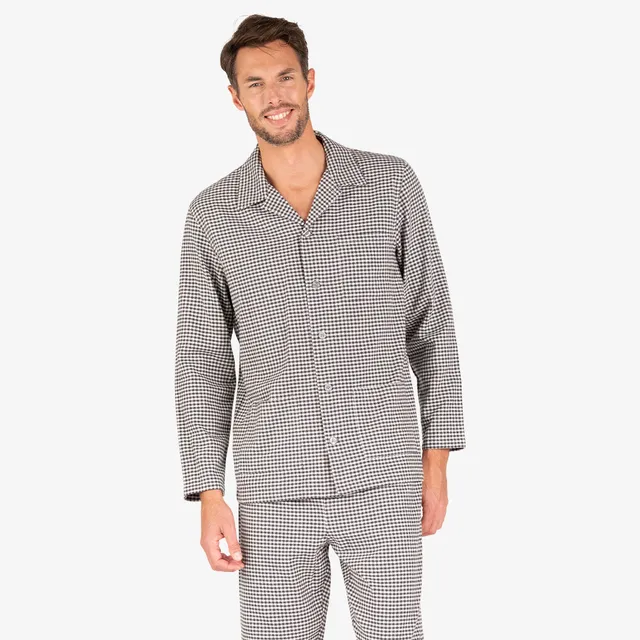 eminence-club-pyjama-long-ouvert-flanelle-100-coton-vichy image 1