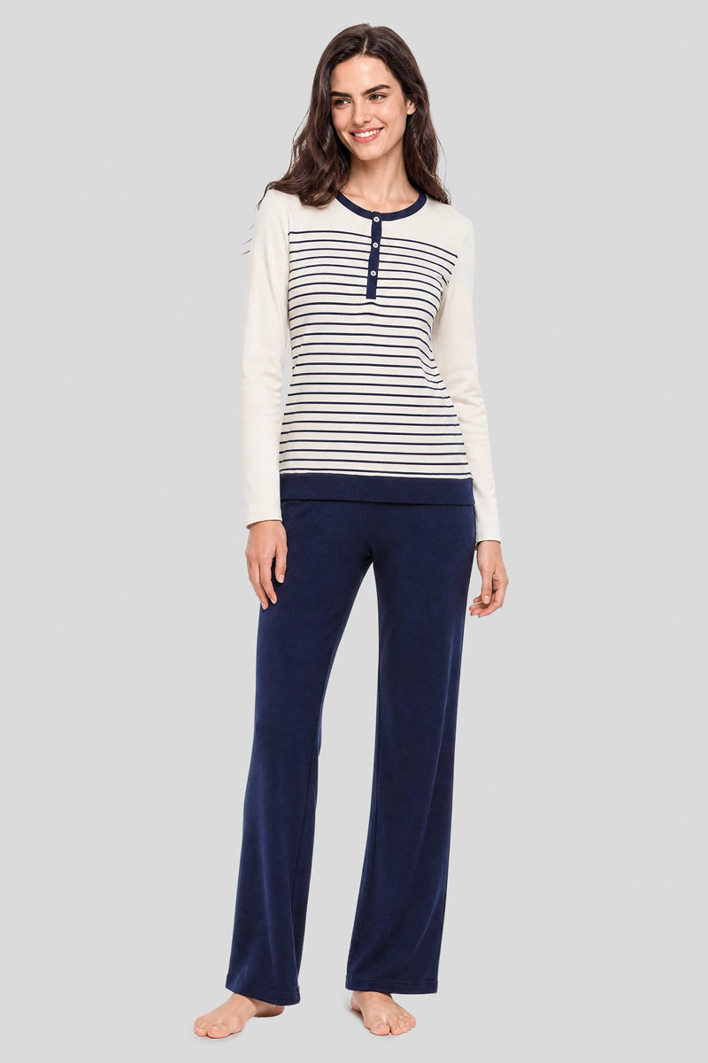 armor-lux-pyjama-ray-long-coton-femme image 1