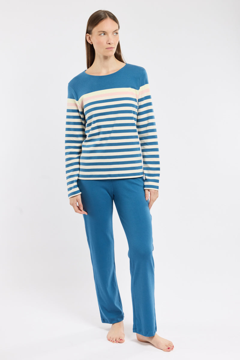 armor-lux-pyjama-femme-manches-longues-ray-coton image 1