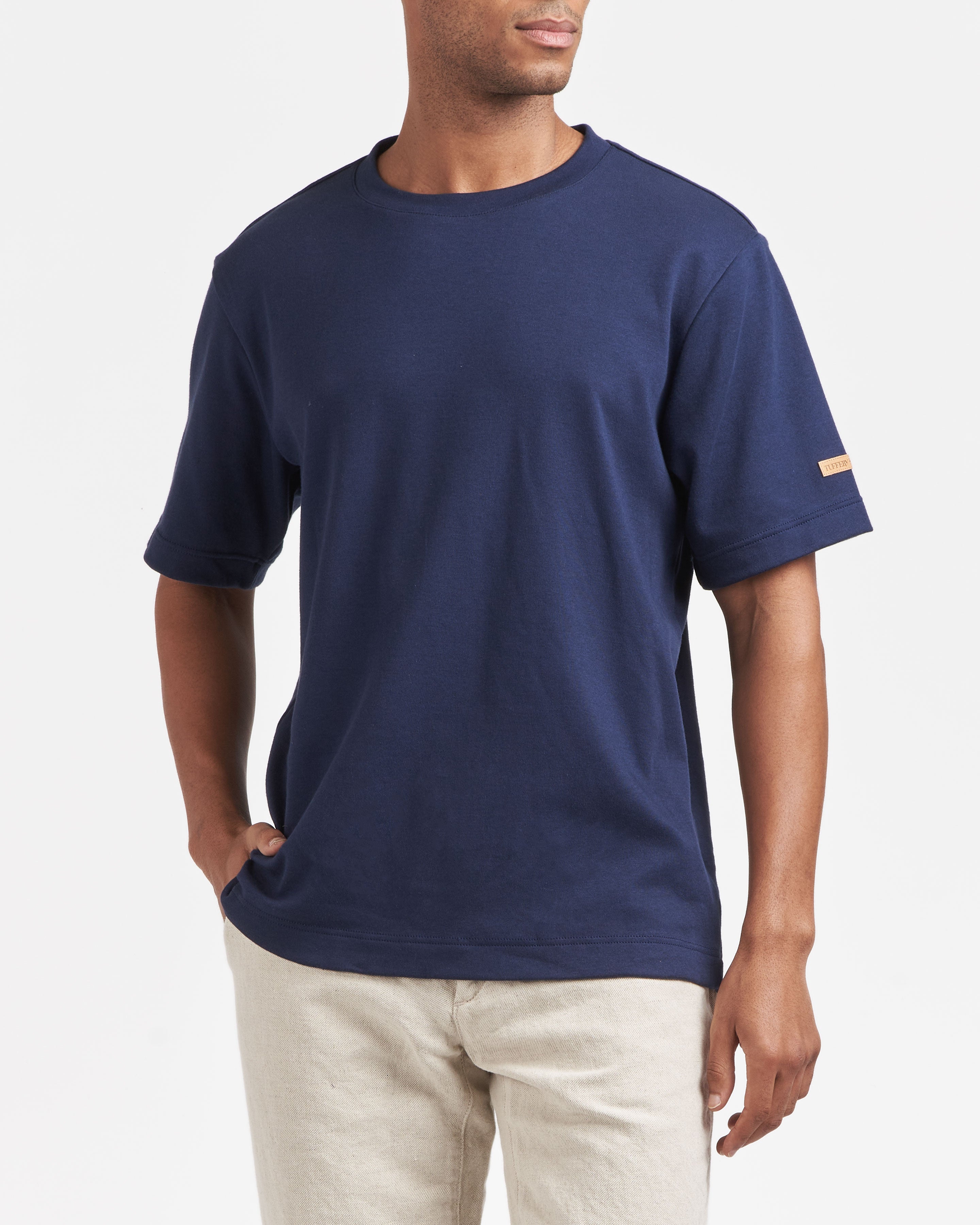 atelier-tuffery-t-shirt-homme-100-coton-bio-bleu-marine-coupe-droite image 2